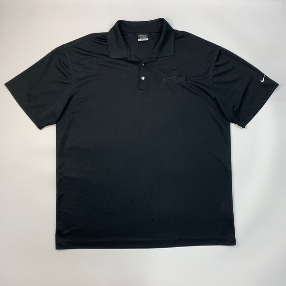 Nike Polo Shirt Mens XXL 2XL Black Golf Dri Fit Micro Pique Performance - Picture 2 of 16